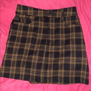 Black and yellow plaid skirt
